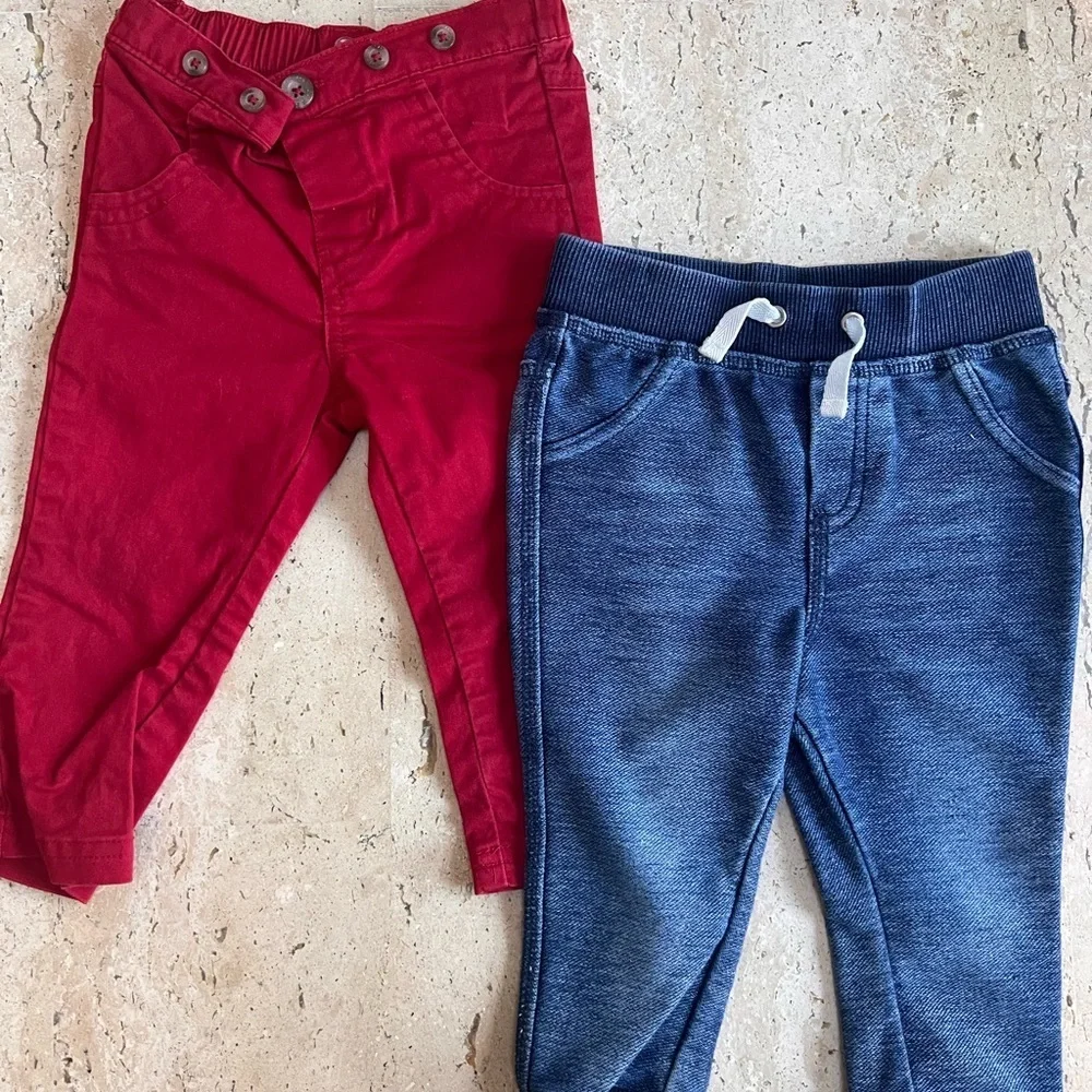 Baby Boy 12 Month Jeans, Pants, Joggers and T-shirt Bundle 5 Piece
